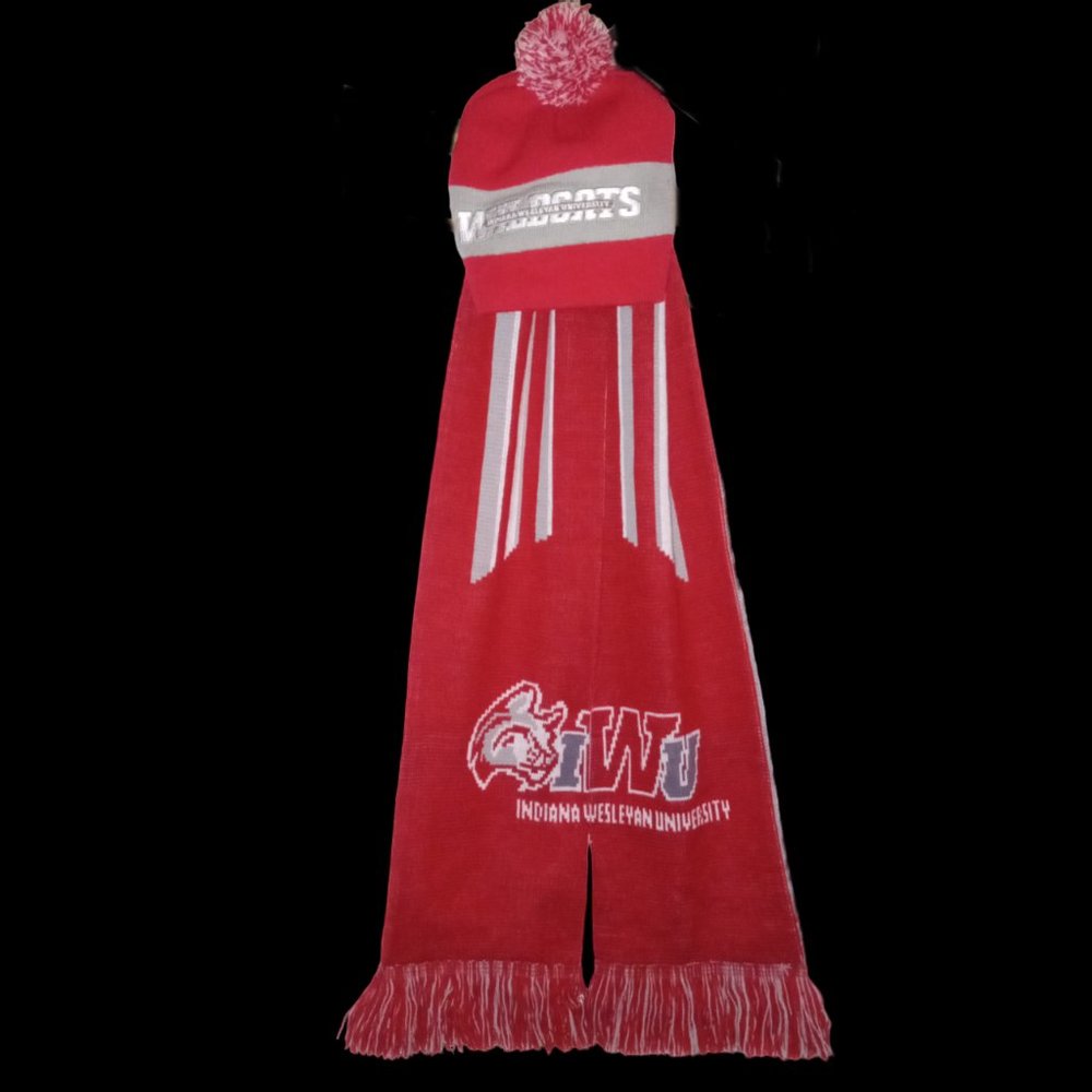 Indiana Wesleyan University Wildcats -- Reversible Fan Scarf and Beanie hat